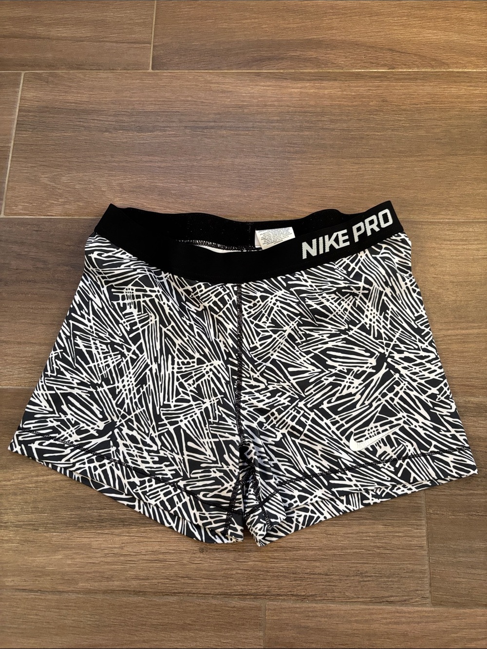 Women’s Black & White Patterned Nike Pro Compression Shorts